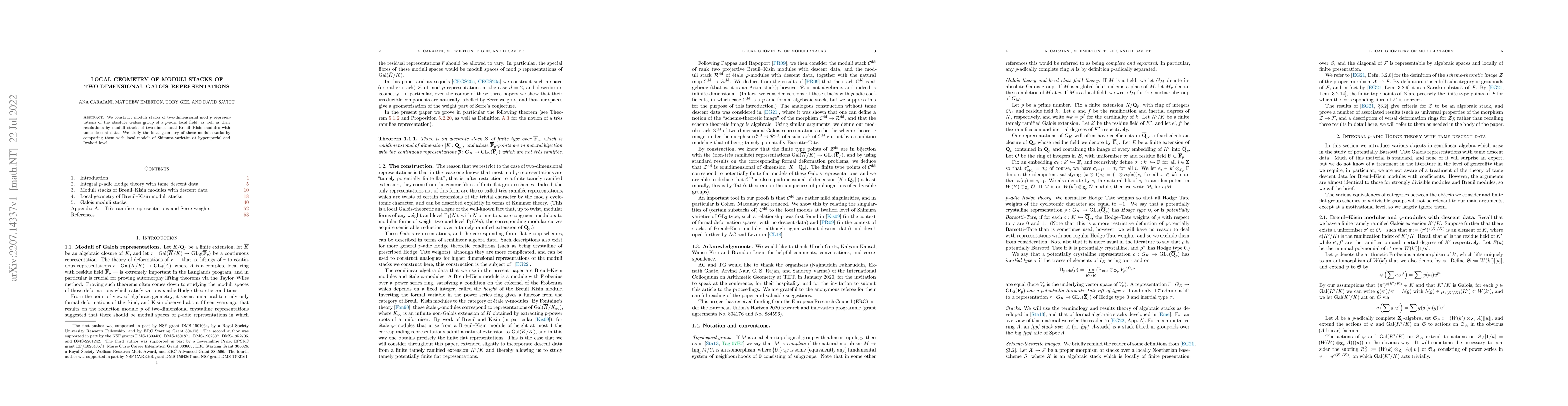 Thumbnail for Local geometry of moduli stacks of two-dimensional Galois
  representations