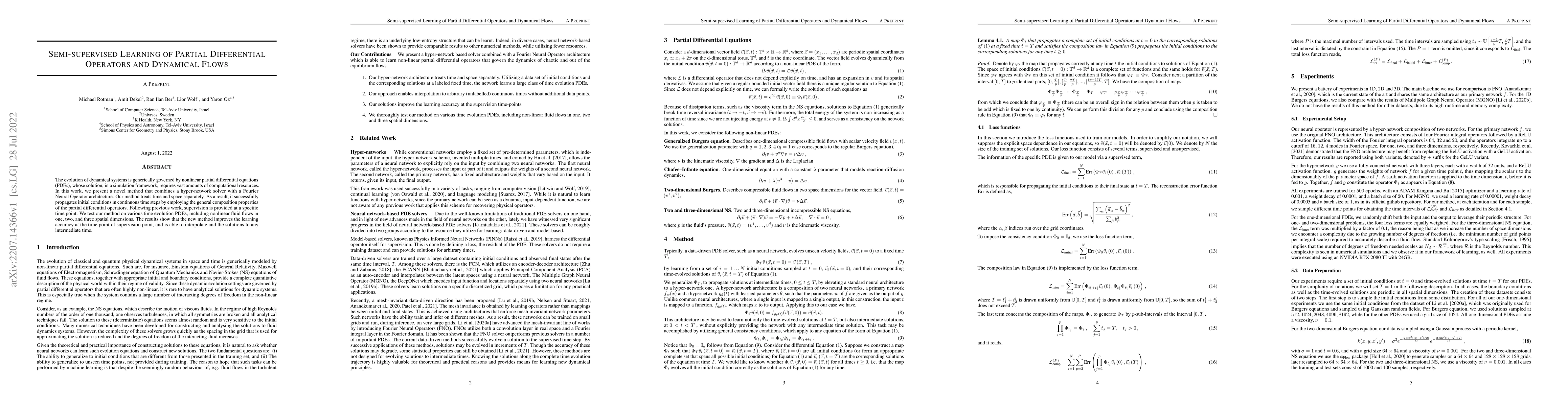 Thumbnail for Semi-supervised Learning of Partial Differential Operators and Dynamical
  Flows