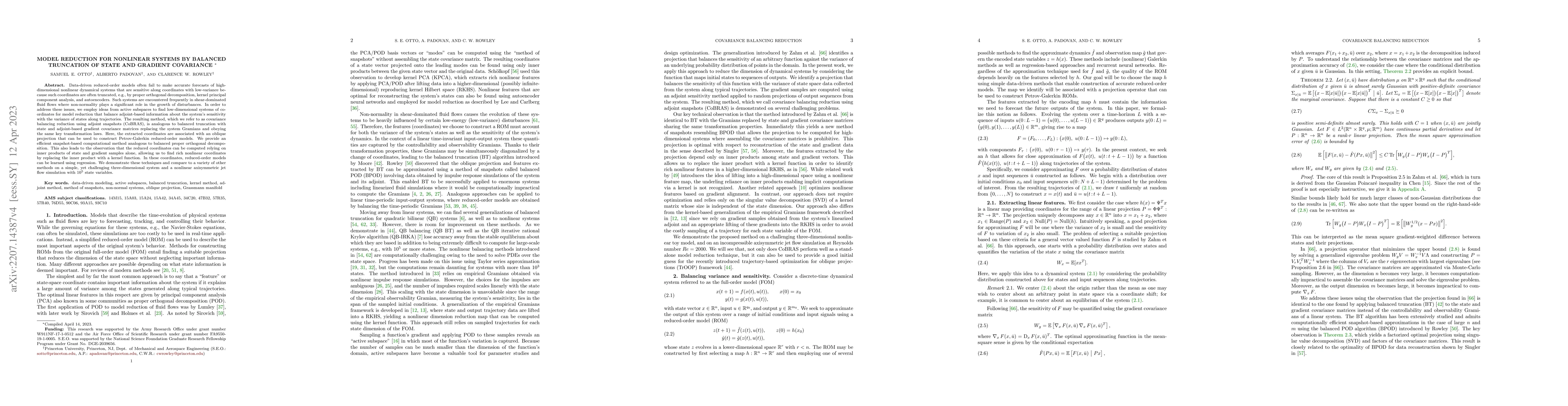 Thumbnail for Model Reduction for Nonlinear Systems by Balanced Truncation of State
  and Gradient Covariance