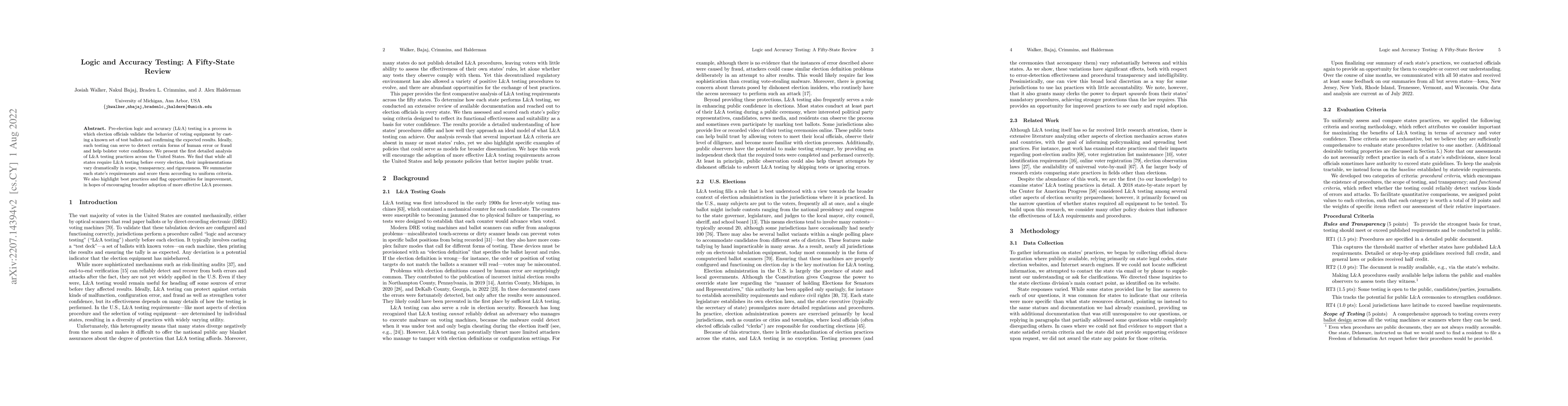 Thumbnail for Logic and Accuracy Testing: A Fifty-State Review