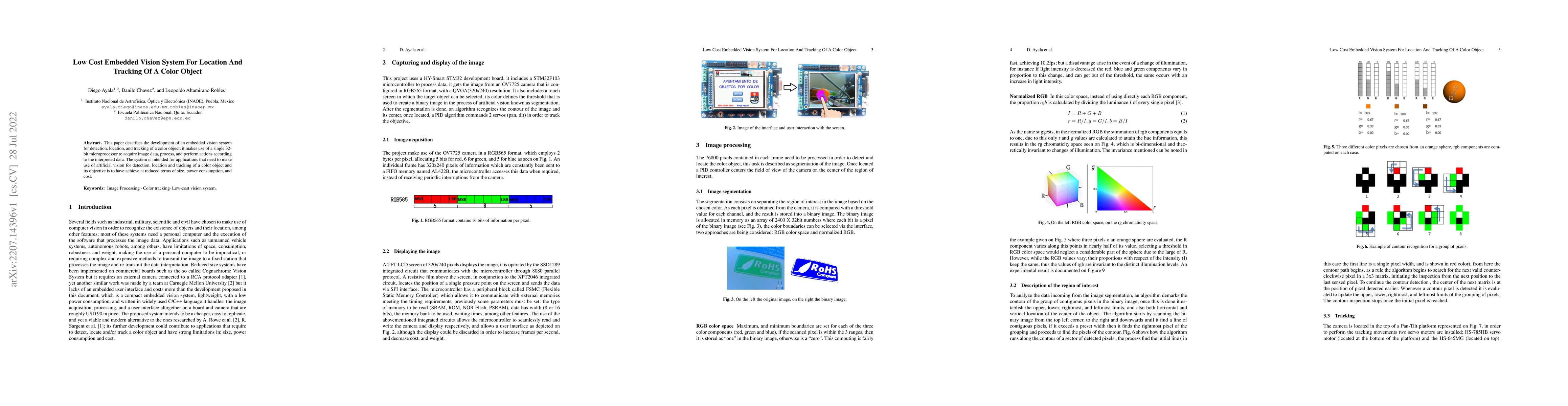 Thumbnail for Low Cost Embedded Vision System For Location And Tracking Of A Color
  Object