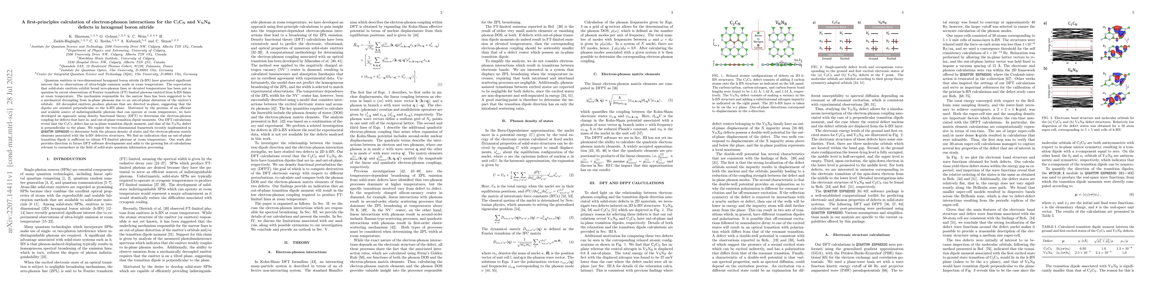 Thumbnail for A first-principles calculation of electron-phonon interactions for the
  $\text{C}_2\text{C}_\text{N}$ and $\text{V}_\text{N}\text{N}_\text{B}$
  defects in hexagonal boron nitride