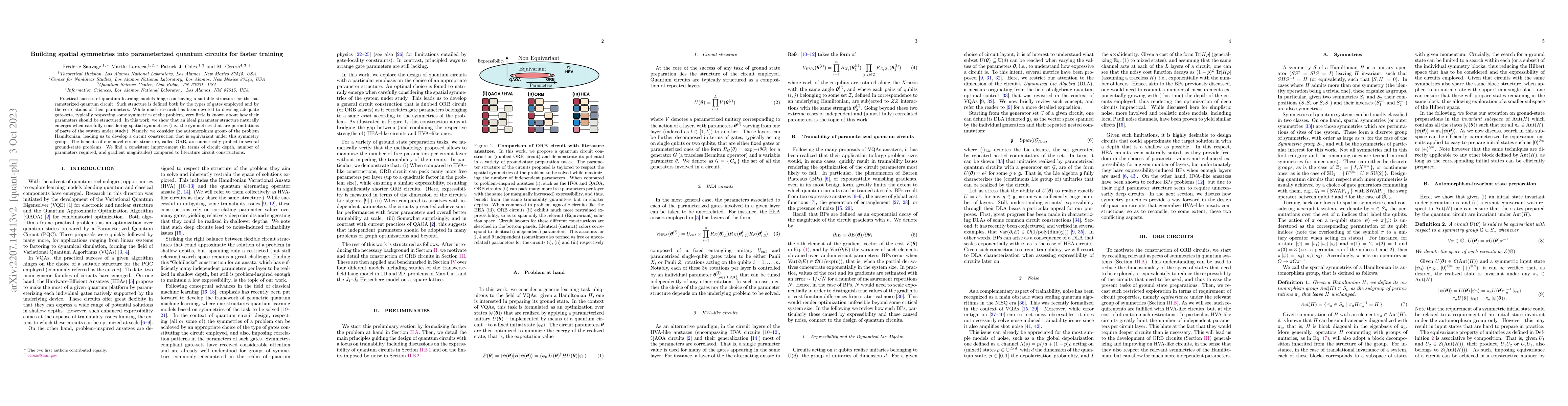 Thumbnail for Building spatial symmetries into parameterized quantum circuits for
  faster training