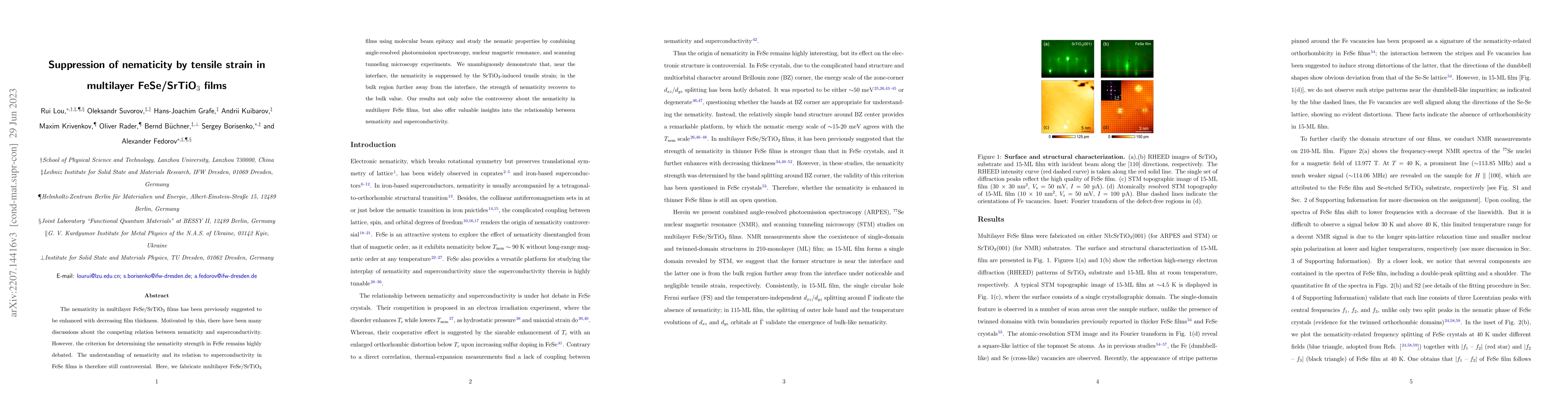 Thumbnail for Suppression of nematicity by tensile strain in multilayer FeSe/SrTiO$_3$
  films