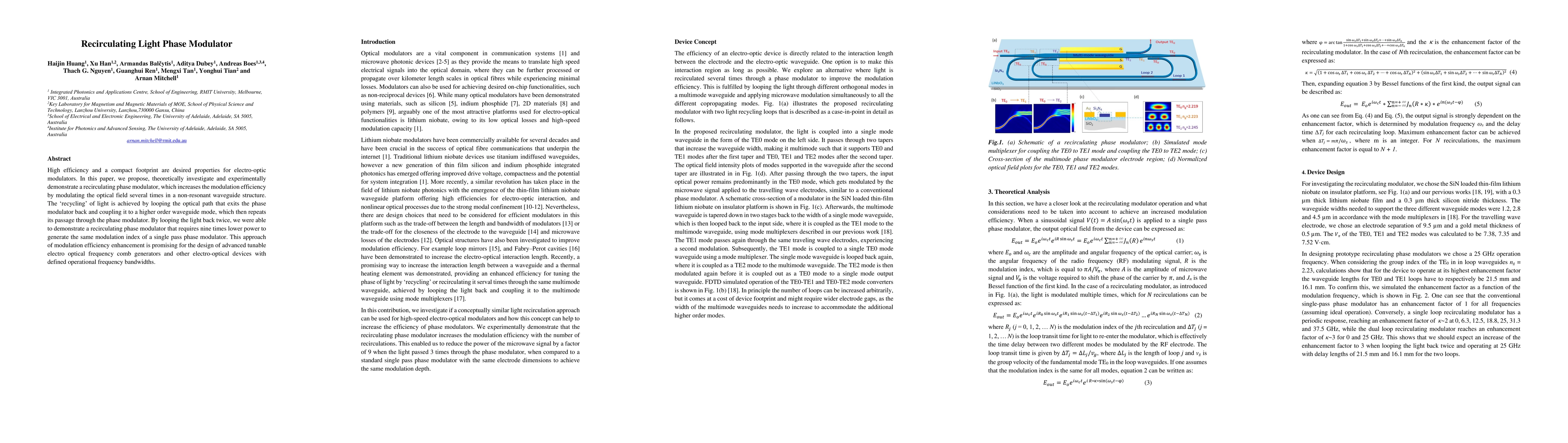 Thumbnail for Recirculating Light Phase Modulator