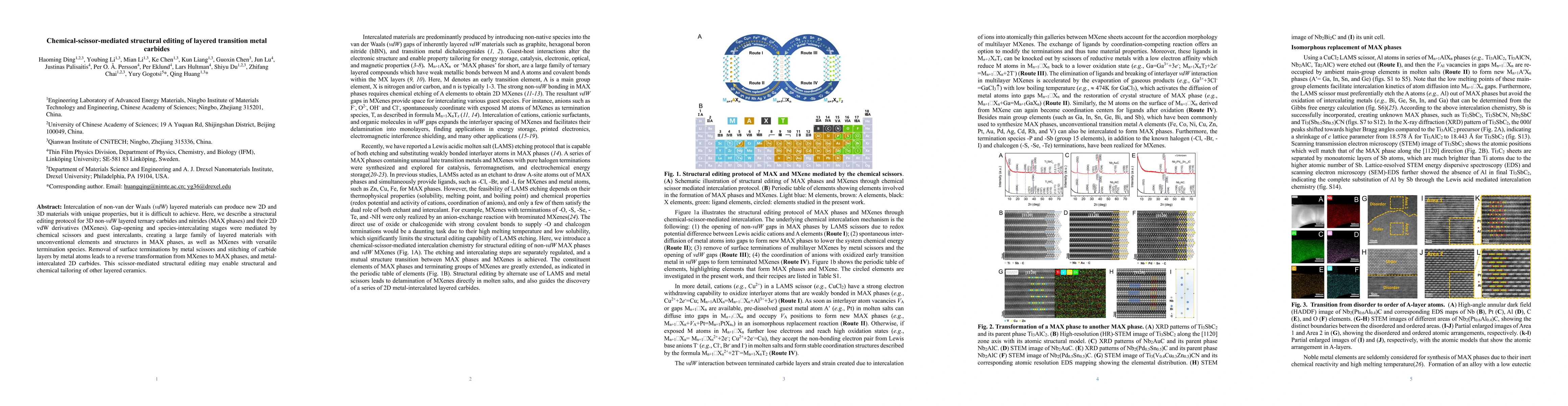 Thumbnail for Chemical-scissor-mediated structural editing of layered transition metal
  carbides