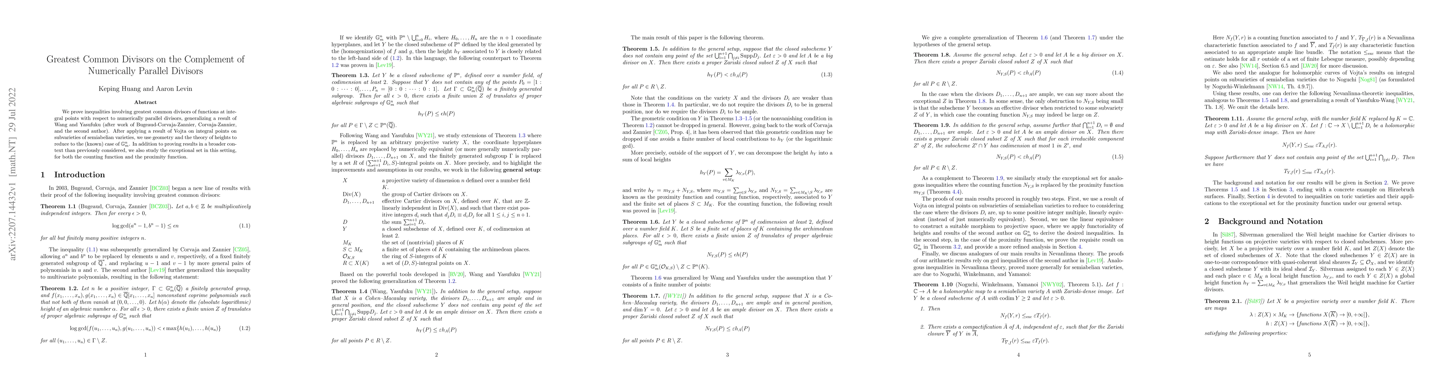 Thumbnail for Greatest Common Divisors on the Complement of Numerically Parallel
  Divisors