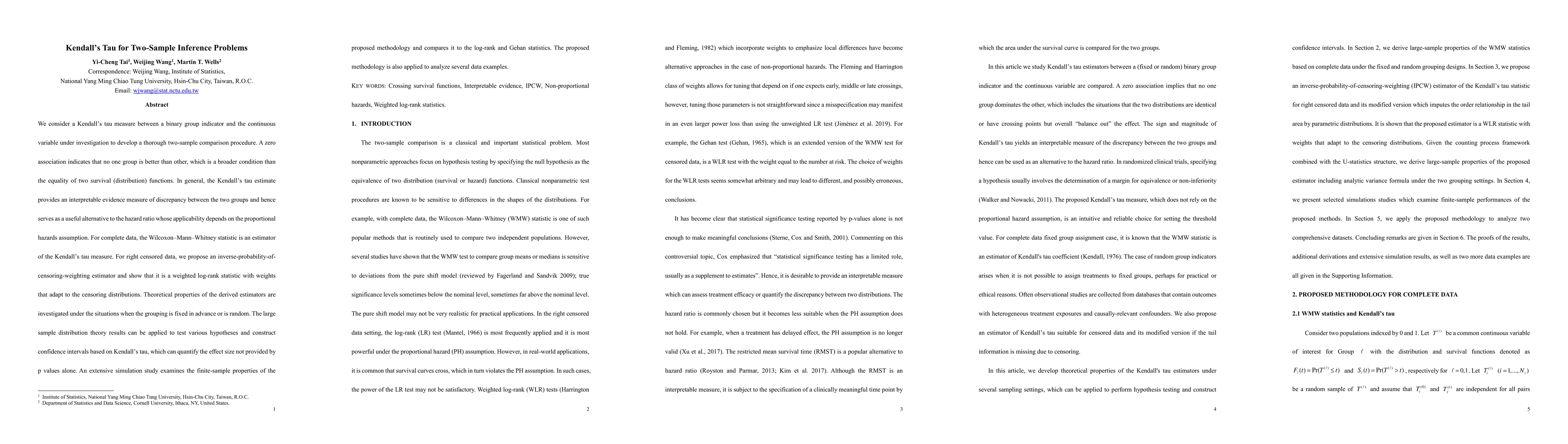 Thumbnail for Kendall's Tau for Two-Sample Inference Problems