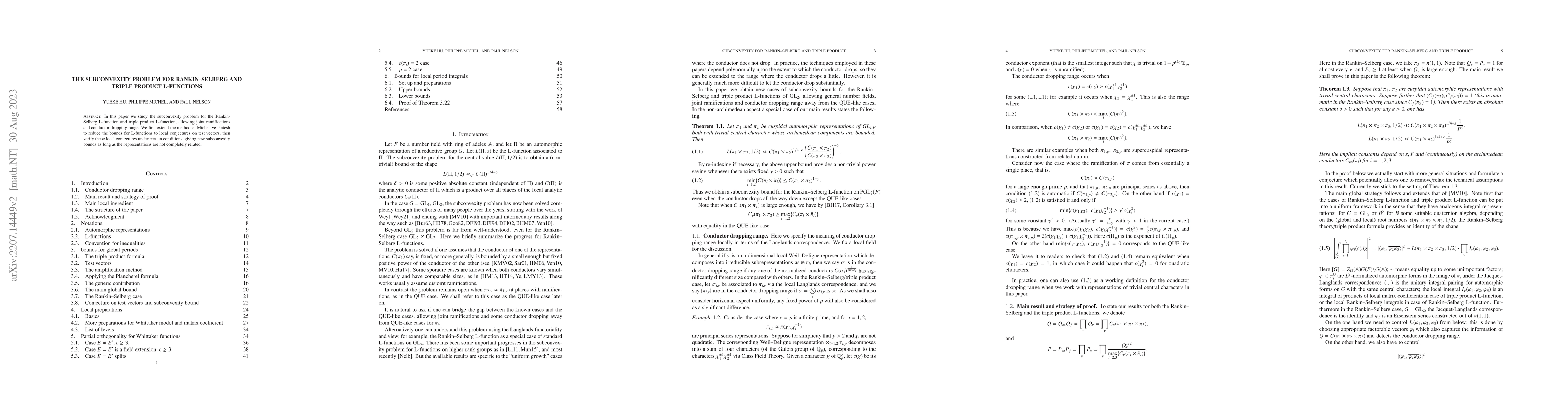 Thumbnail for The subconvexity problem for Rankin-Selberg and triple product
  L-functions
