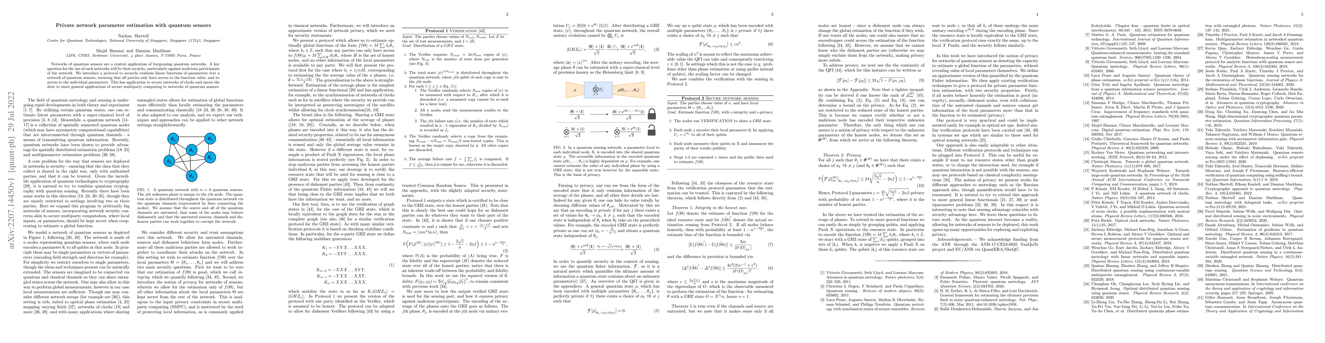 Thumbnail for Private network parameter estimation with quantum sensors