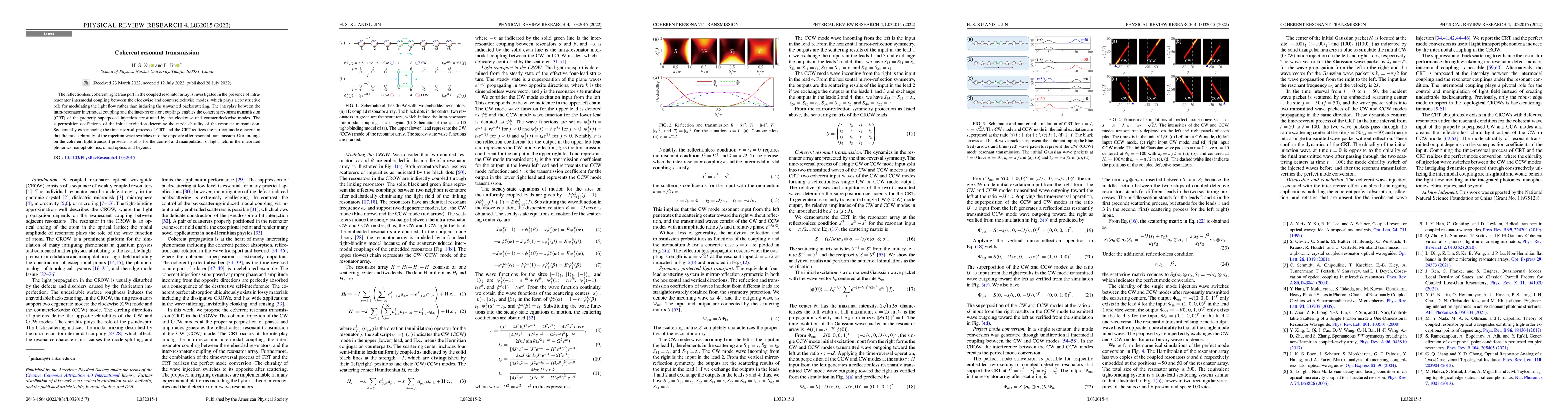 Thumbnail for Coherent resonant transmission
