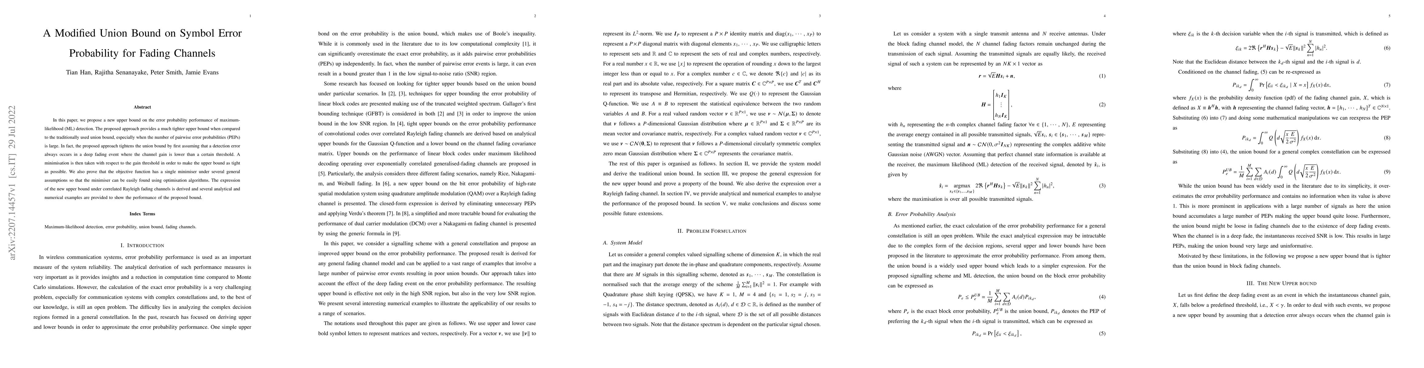 Thumbnail for A Modified Union Bound on Symbol Error Probability for Fading Channels