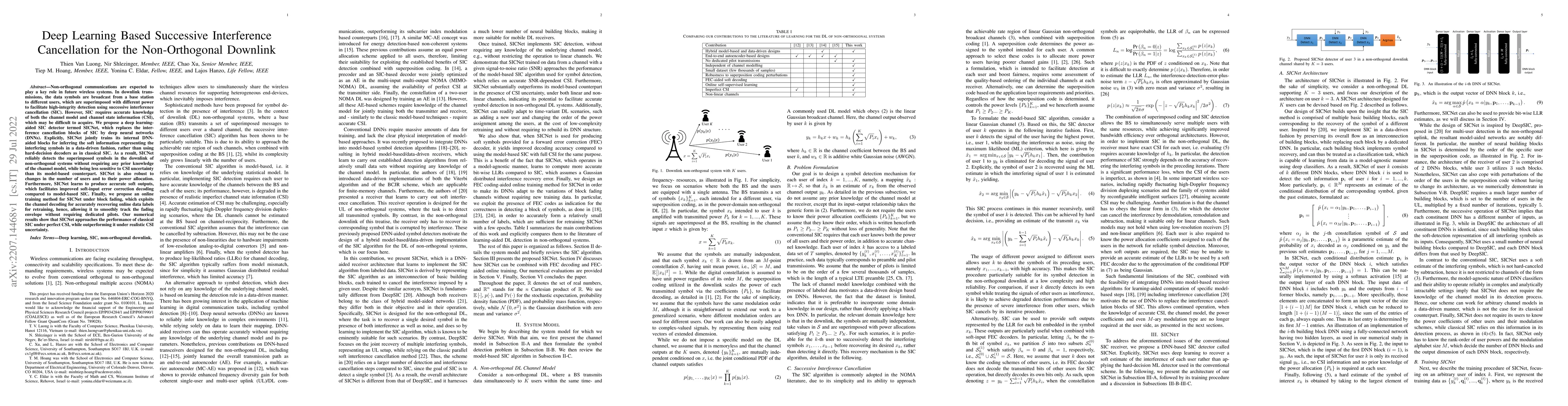 Thumbnail for Deep Learning Based Successive Interference Cancellation for the
  Non-Orthogonal Downlink