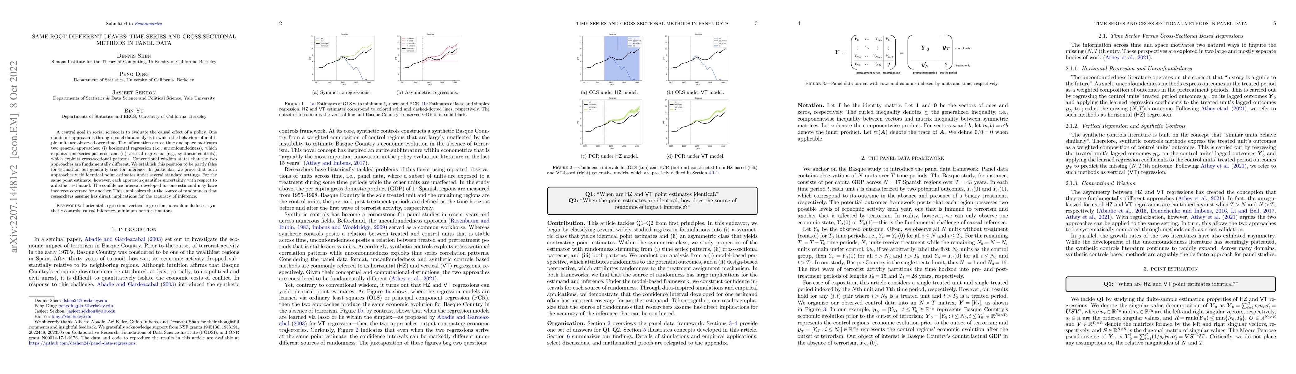 Thumbnail for Same Root Different Leaves: Time Series and Cross-Sectional Methods in
  Panel Data