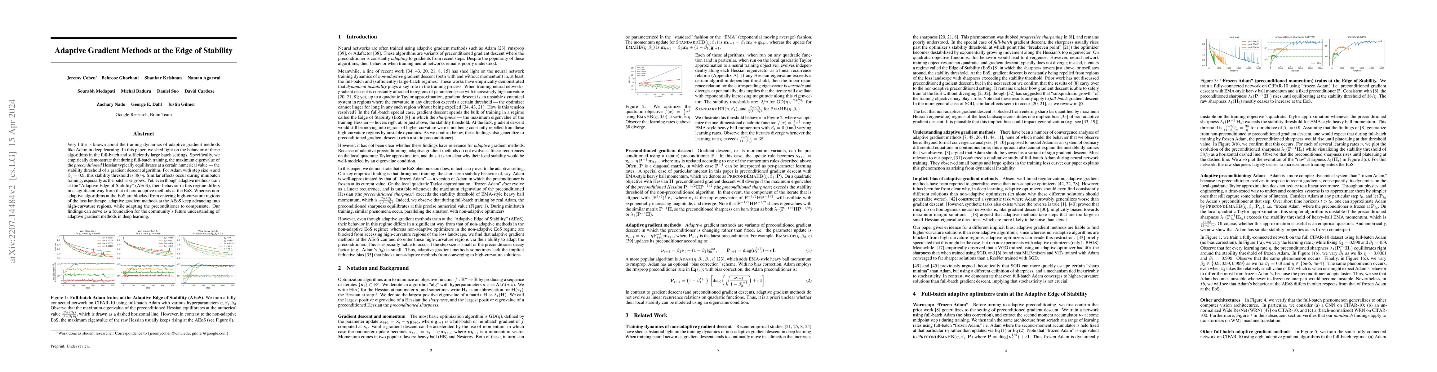 Thumbnail for Adaptive Gradient Methods at the Edge of Stability