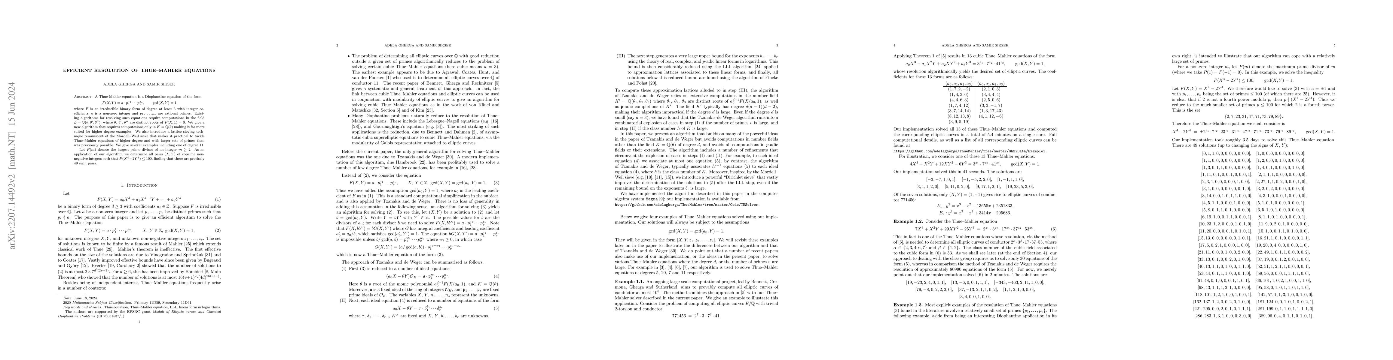 Thumbnail for Efficient resolution of Thue-Mahler equations