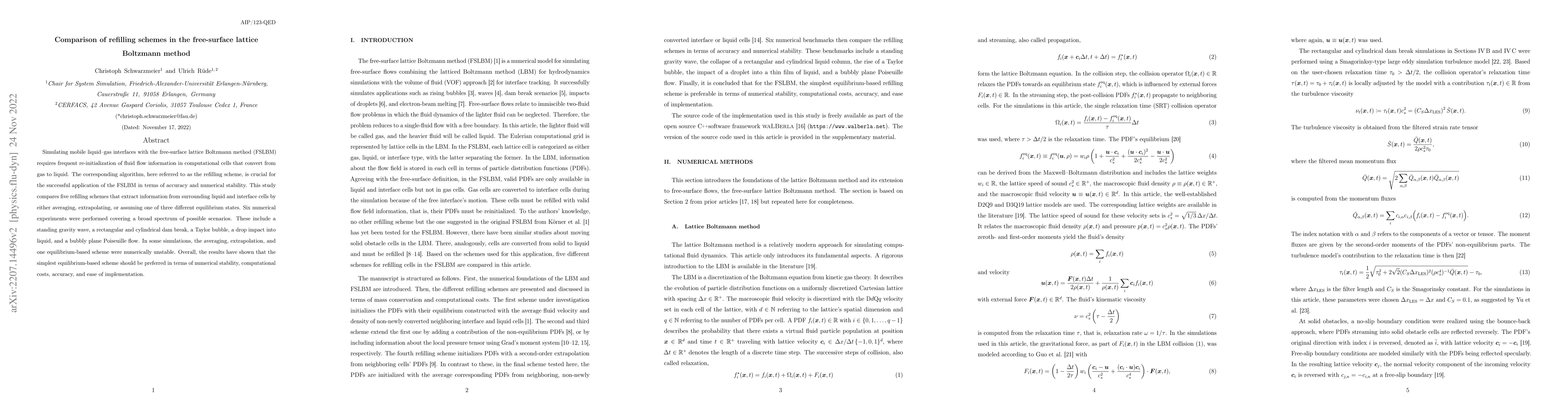 Thumbnail for Comparison of refilling schemes in the free-surface lattice Boltzmann
  method
