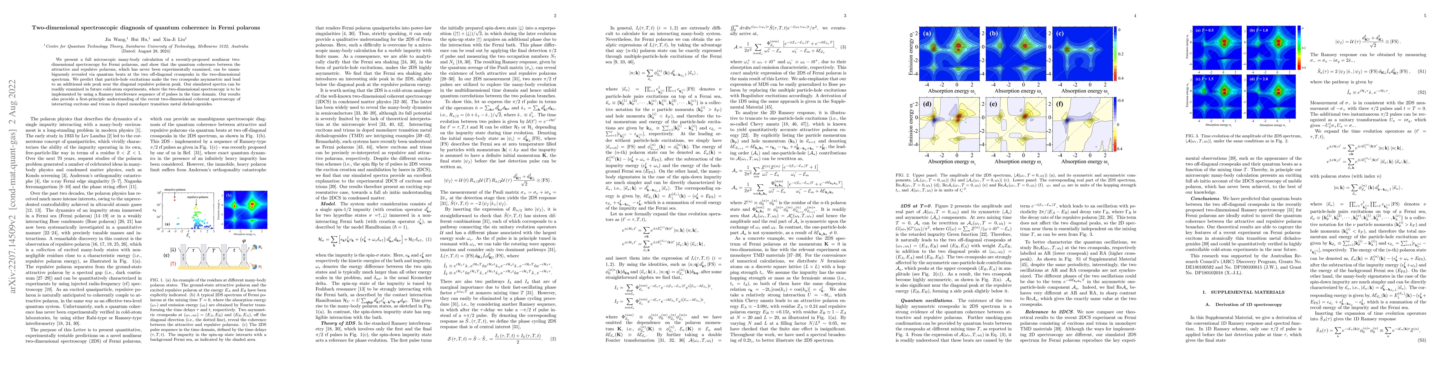 Thumbnail for Two-dimensional spectroscopic diagnosis of quantum coherence in Fermi
  polarons