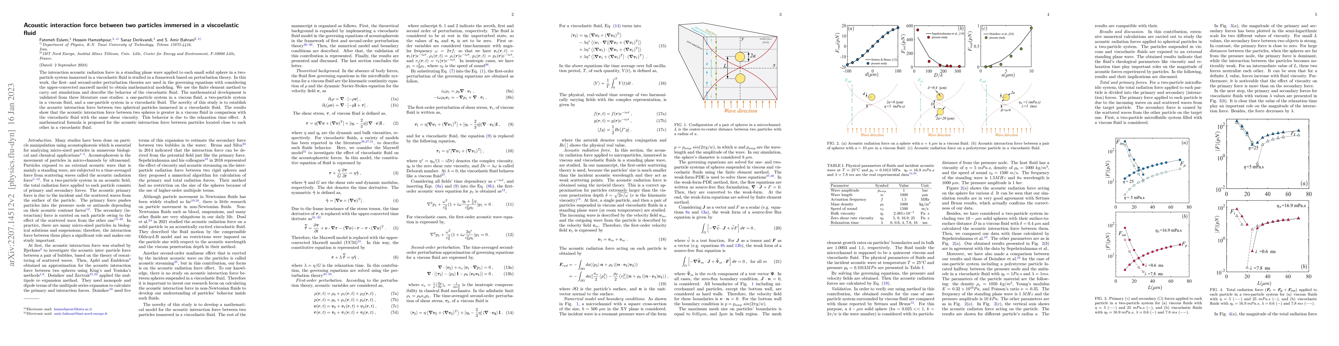 Thumbnail for Acoustic interaction force between two particles immersed in a
  viscoelastic fluid