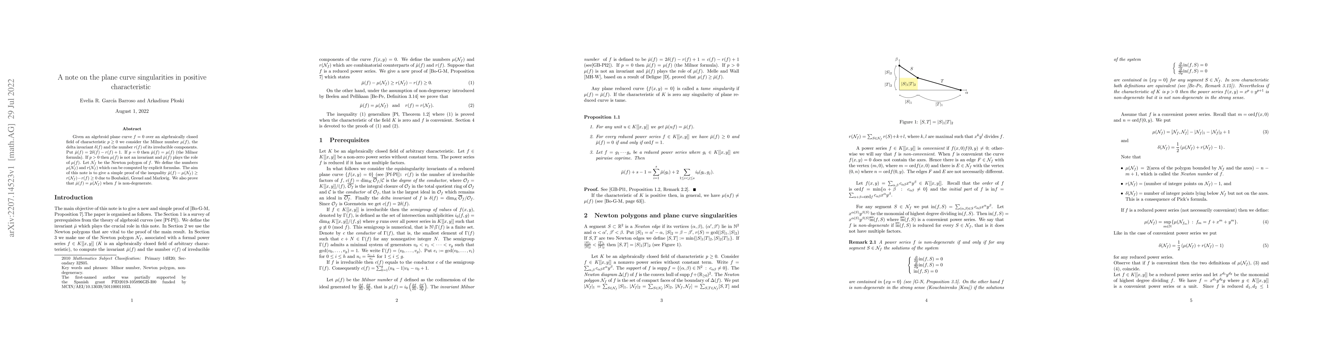 Thumbnail for A note on the plane curve singularities in positive characteristic