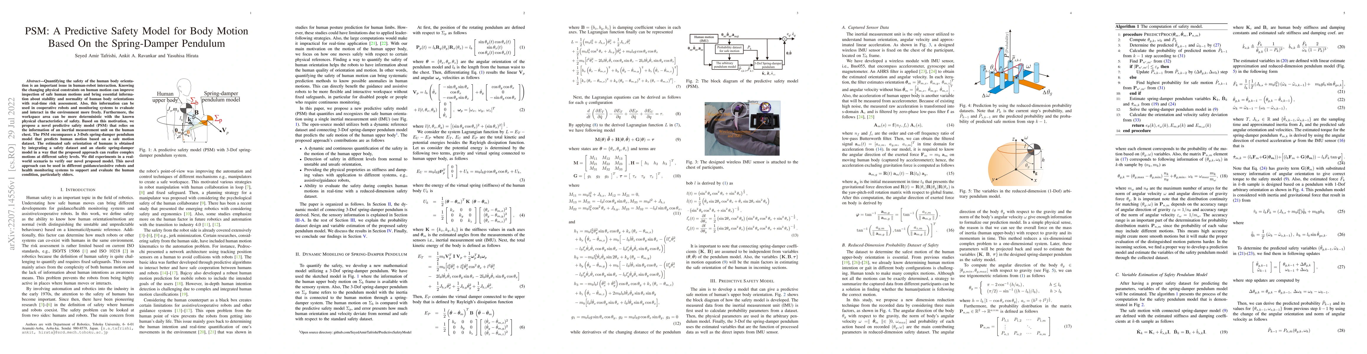 Thumbnail for PSM: A Predictive Safety Model for Body Motion Based On the
  Spring-Damper Pendulum