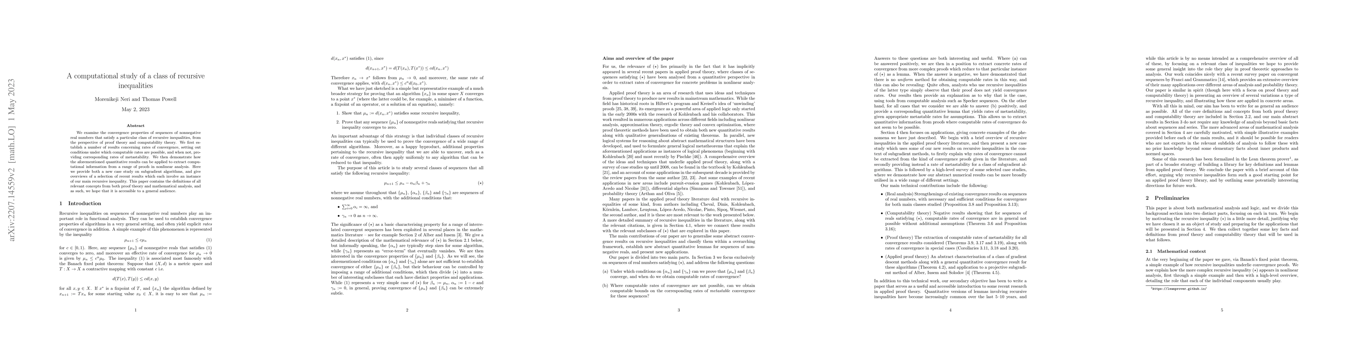 Thumbnail for A computational study of a class of recursive inequalities