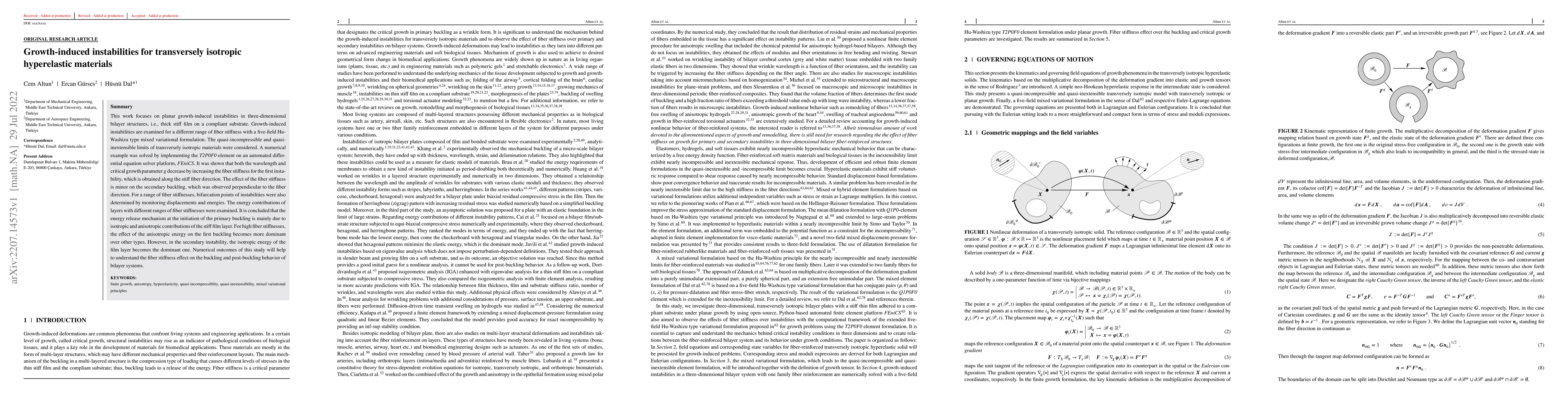Thumbnail for Growth-induced instabilities for transversely isotropic hyperelastic
  materials