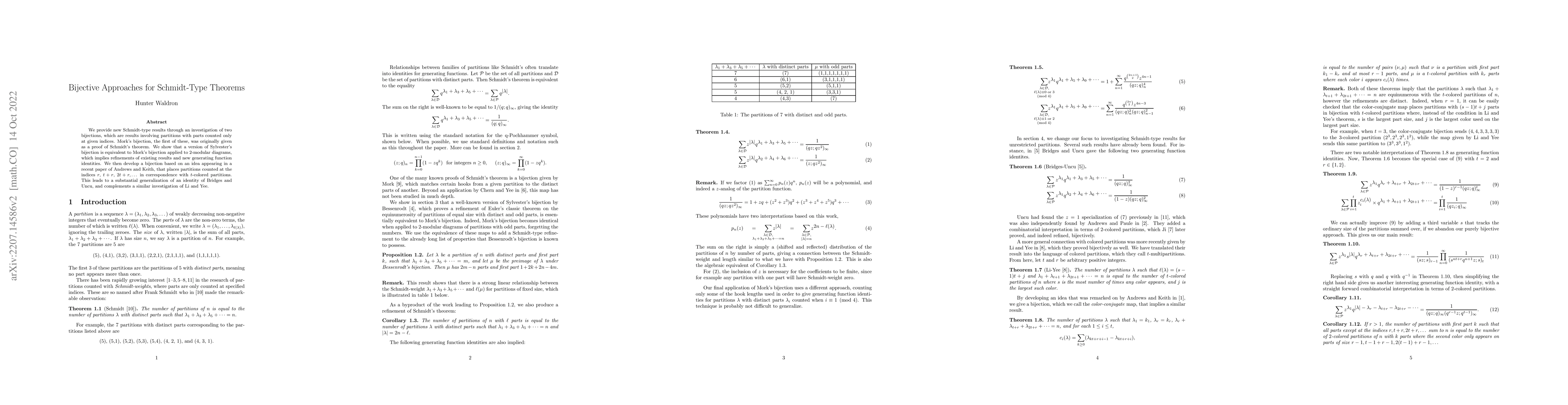 Thumbnail for Bijective Approaches for Schmidt-Type Theorems