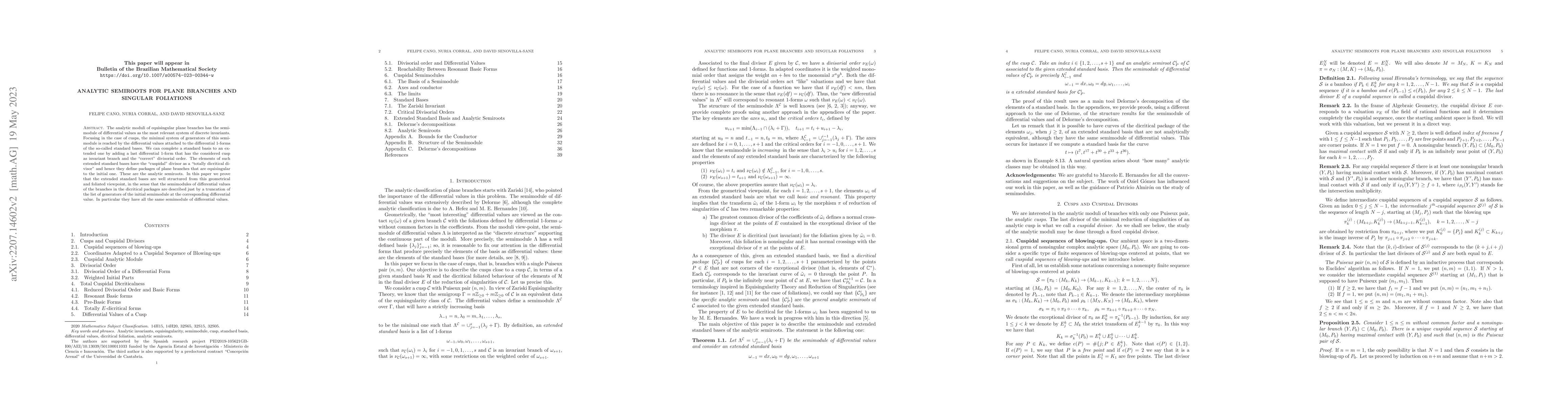 Thumbnail for Analytic semiroots for plane branches and singular foliations