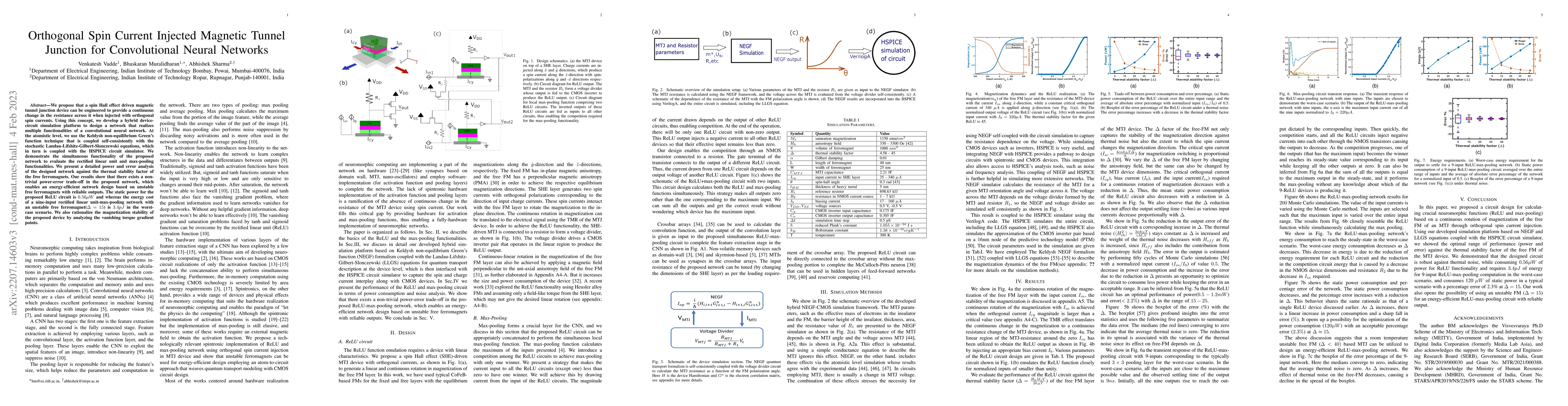 Thumbnail for Orthogonal Spin Current Injected Magnetic Tunnel Junction for
  Convolutional Neural Networks