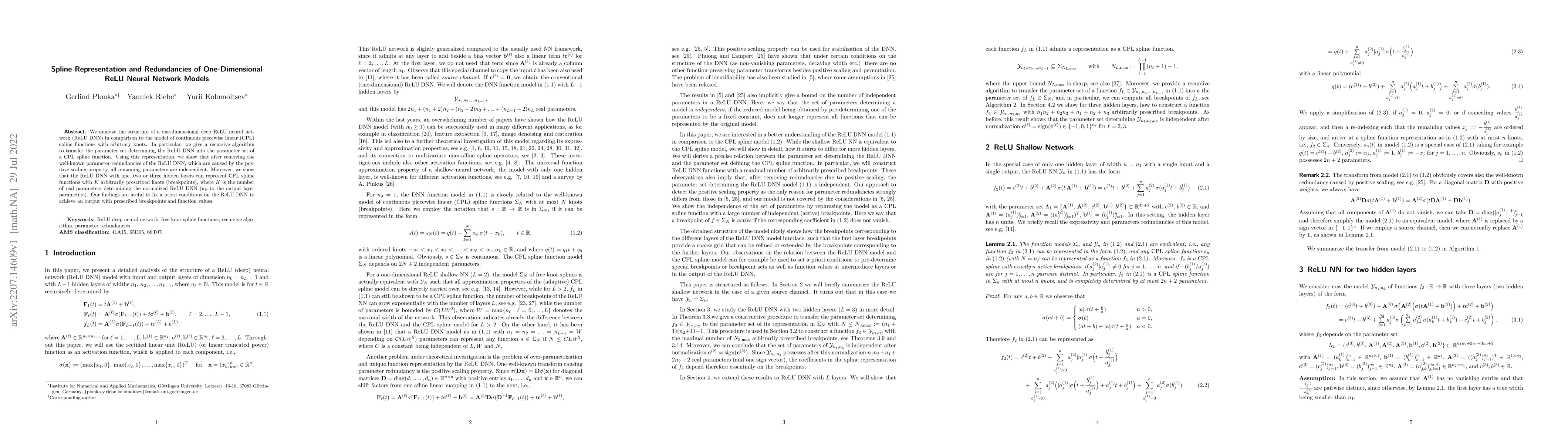 Thumbnail for Spline Representation and Redundancies of One-Dimensional ReLU Neural
  Network Models