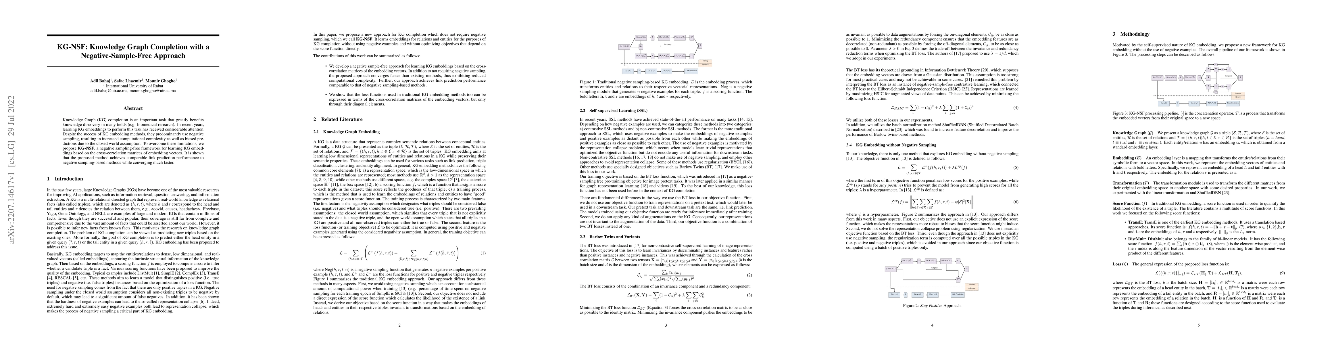 Thumbnail for KG-NSF: Knowledge Graph Completion with a Negative-Sample-Free Approach