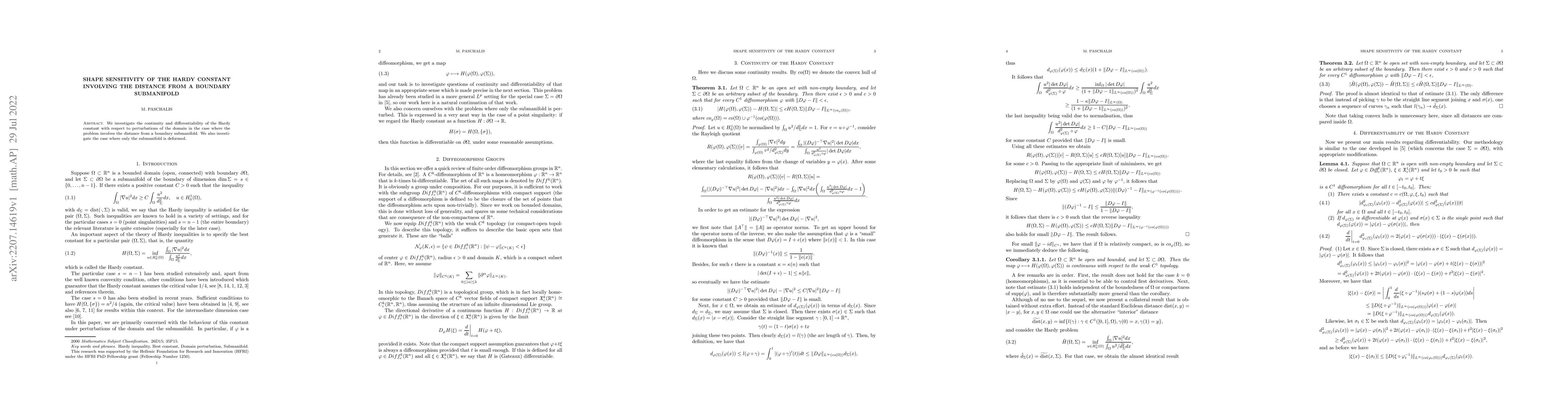 Thumbnail for Shape sensitivity of the Hardy constant involving the distance to a
  boundary submanifold
