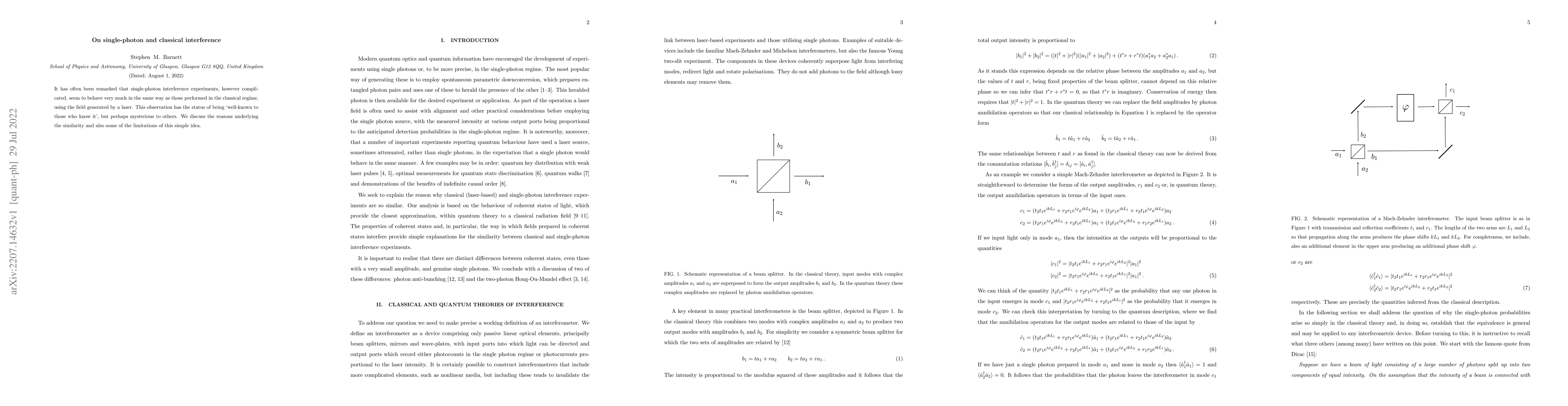 Thumbnail for On single-photon and classical interference