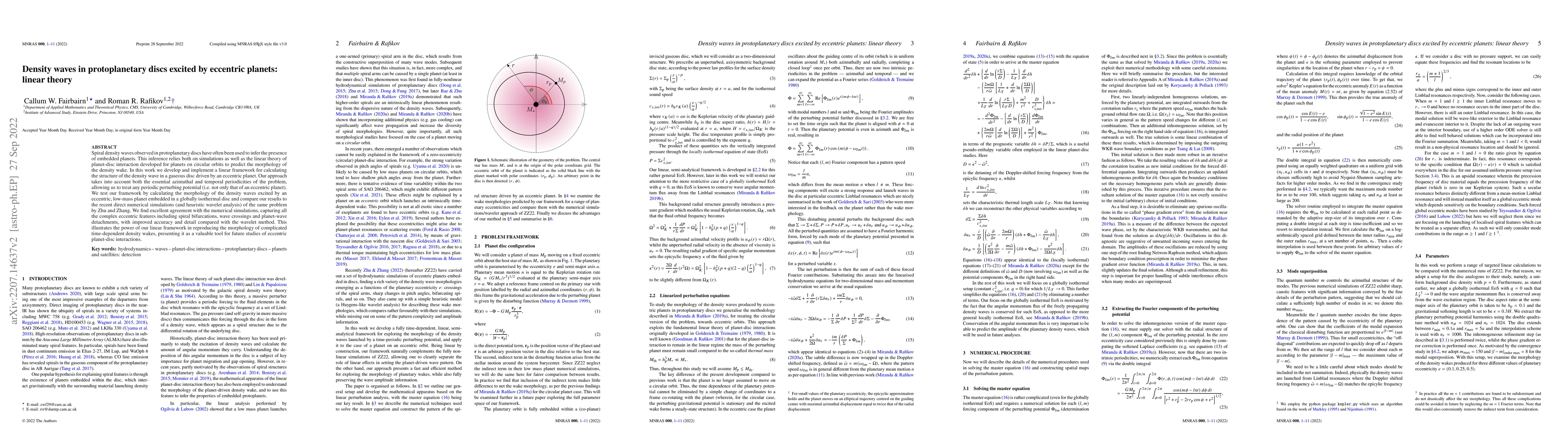 Thumbnail for Density waves in protoplanetary discs excited by eccentric planets:
  linear theory