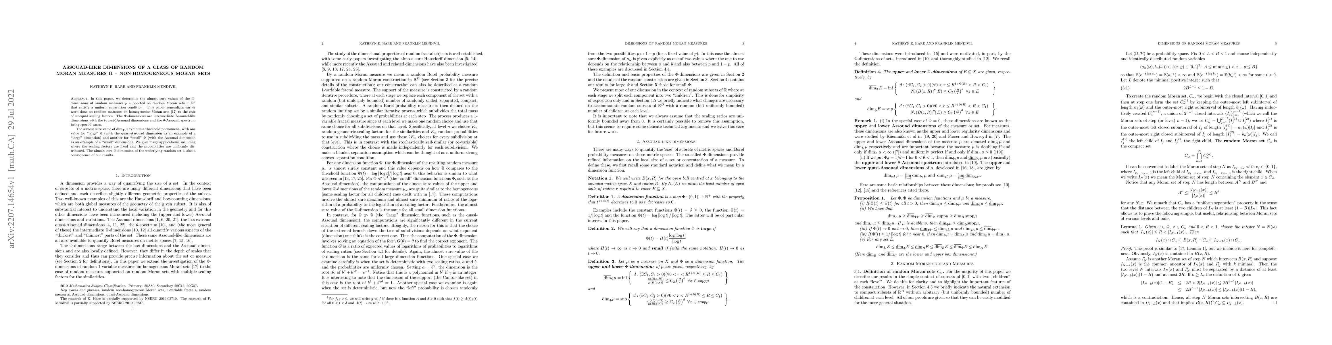 Thumbnail for Assouad-like dimensions of a class of random Moran measures II --
  non-homogeneous Moran sets