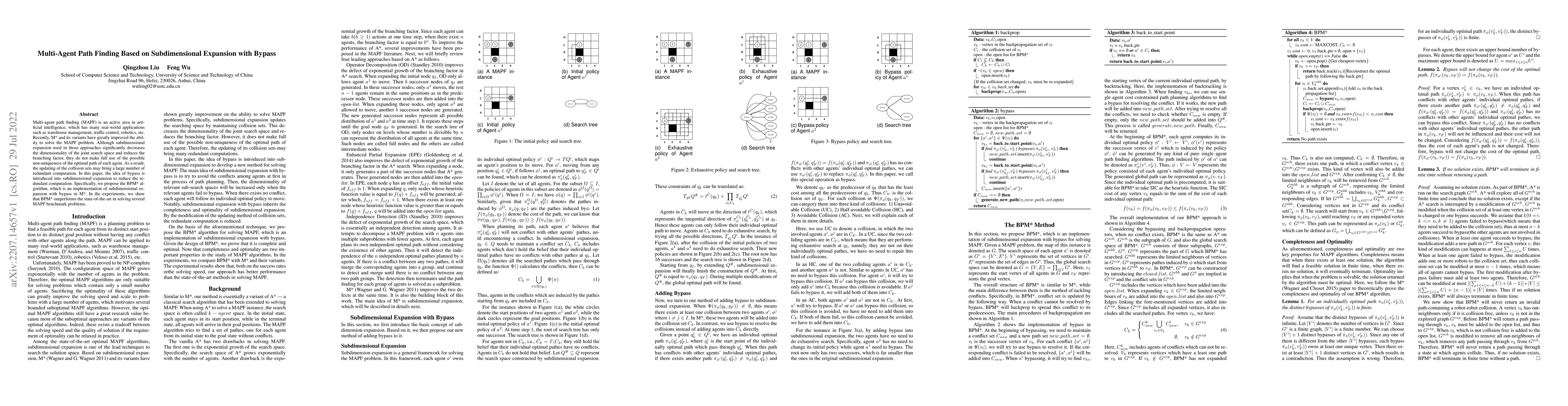 Thumbnail for Multi-Agent Path Finding Based on Subdimensional Expansion with Bypass