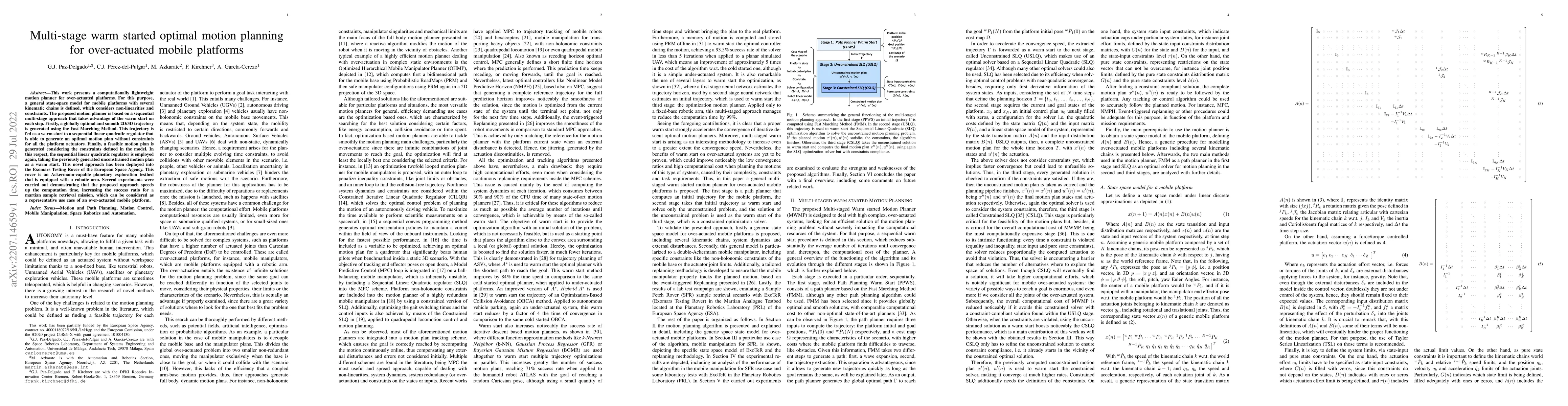 Thumbnail for Multi-stage warm started optimal motion planning for over-actuated
  mobile platforms