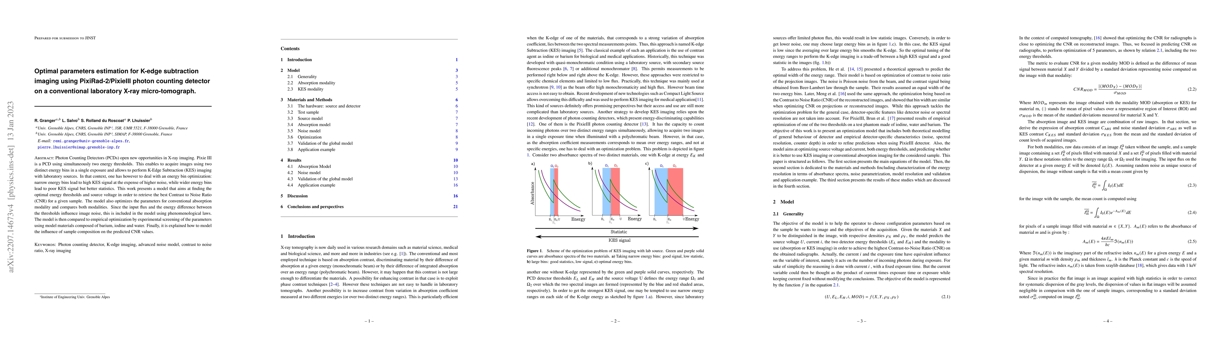 Thumbnail for Optimal parameters estimation for K-edge subtraction imaging using
  PixiRad-2/PixieIII photon counting detector on a conventional laboratory
  X-ray micro-tomograph