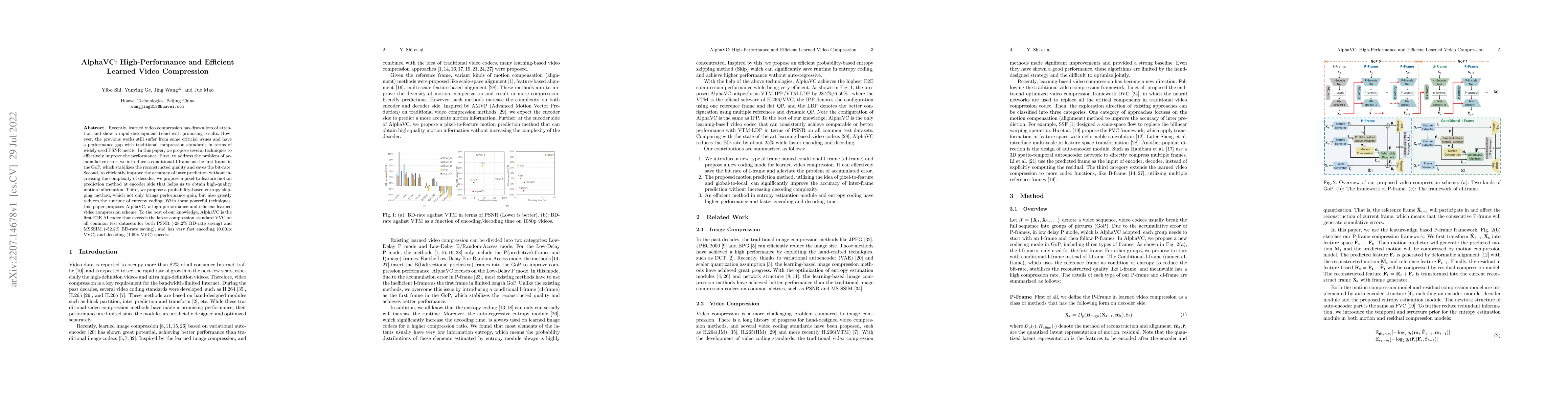 Thumbnail for AlphaVC: High-Performance and Efficient Learned Video Compression