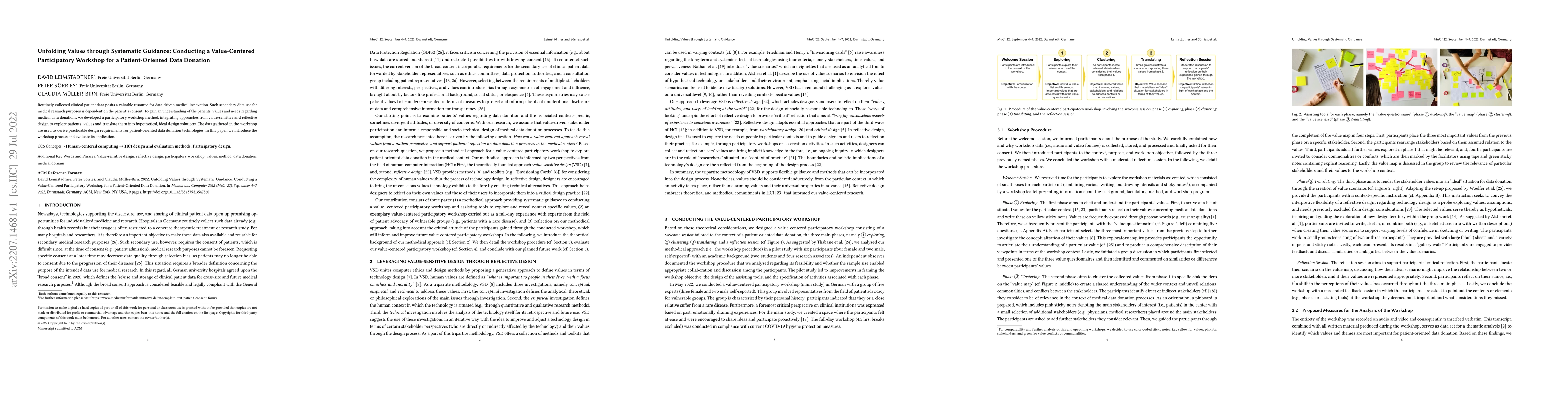 Thumbnail for Unfolding Values through Systematic Guidance: Conducting a
  Value-Centered Participatory Workshop for a Patient-Oriented Data Donation