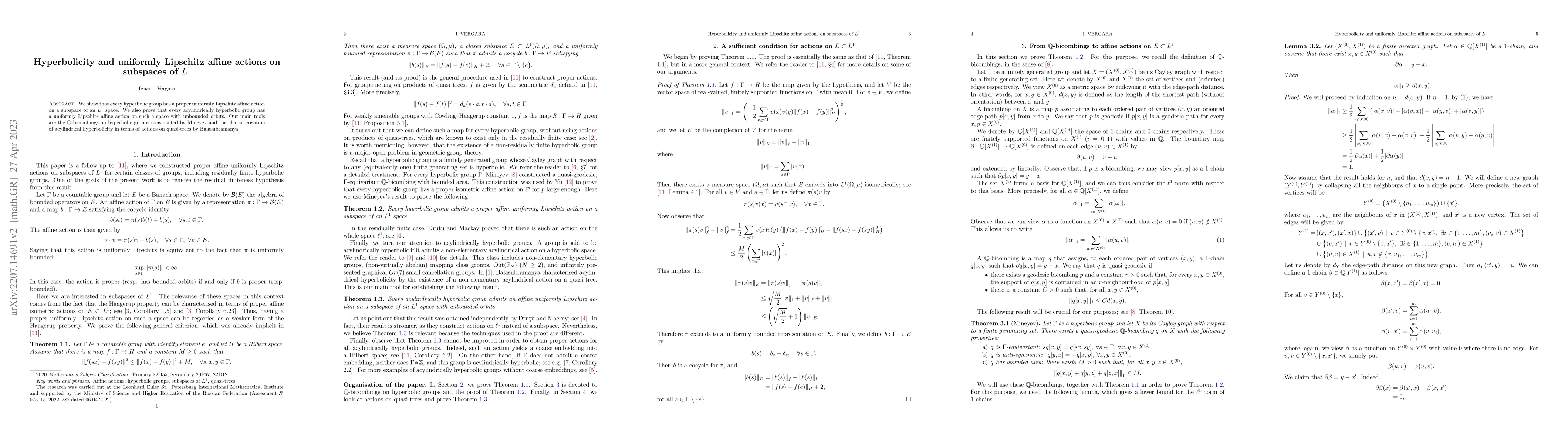 Thumbnail for Hyperbolicity and uniformly Lipschitz affine actions on subspaces of
  $L^1$