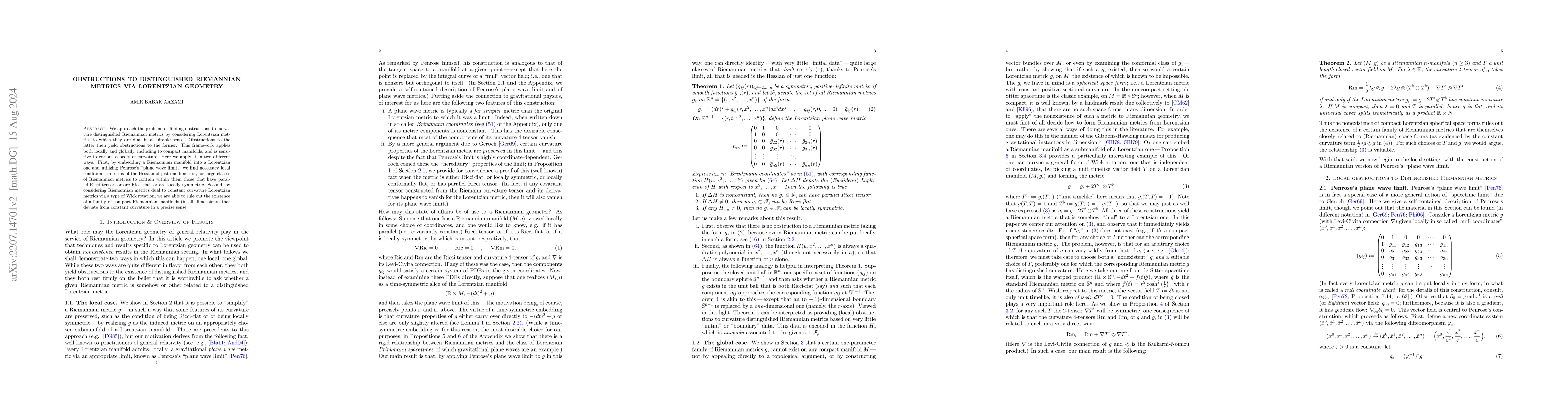 Thumbnail for Obstructions to distinguished Riemannian metrics via Lorentzian geometry