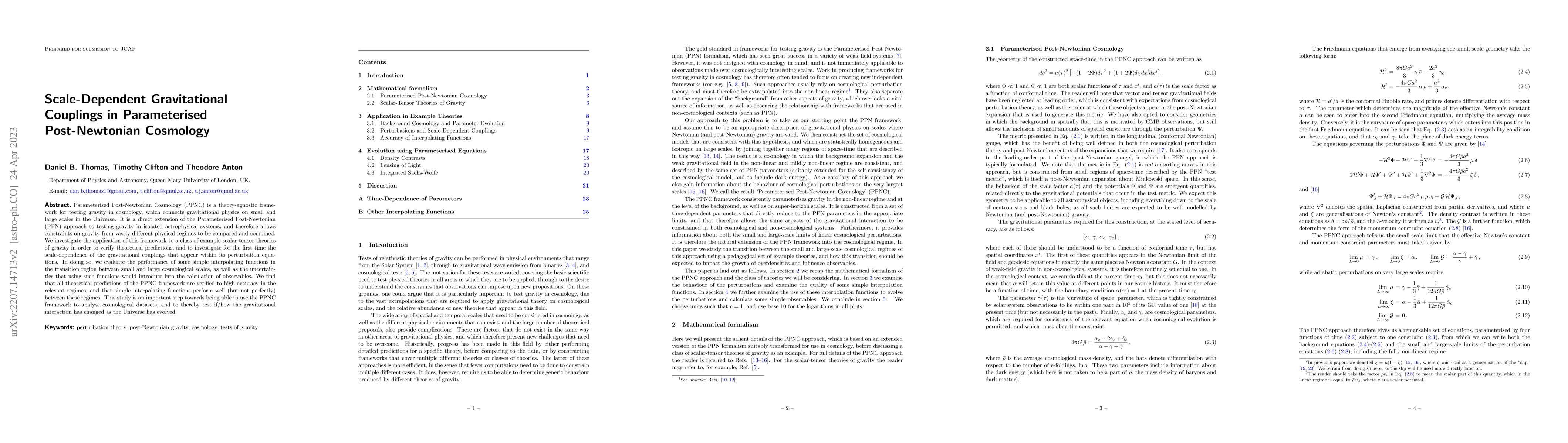 Thumbnail for Scale-Dependent Gravitational Couplings in Parameterised Post-Newtonian
  Cosmology