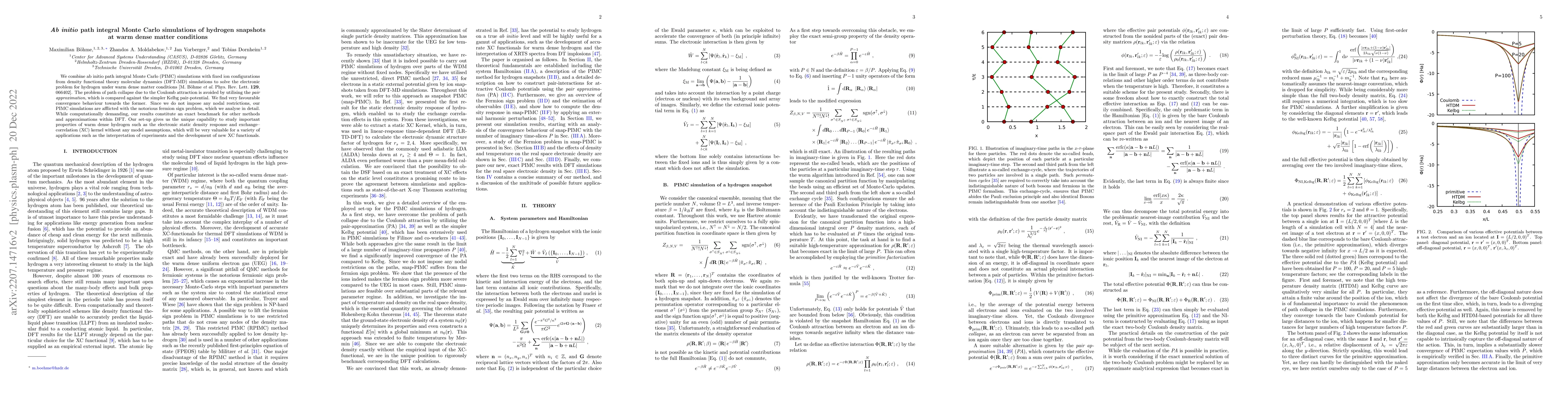 Thumbnail for Ab initio path integral Monte Carlo simulations of hydrogen snapshots at
  warm dense matter conditions