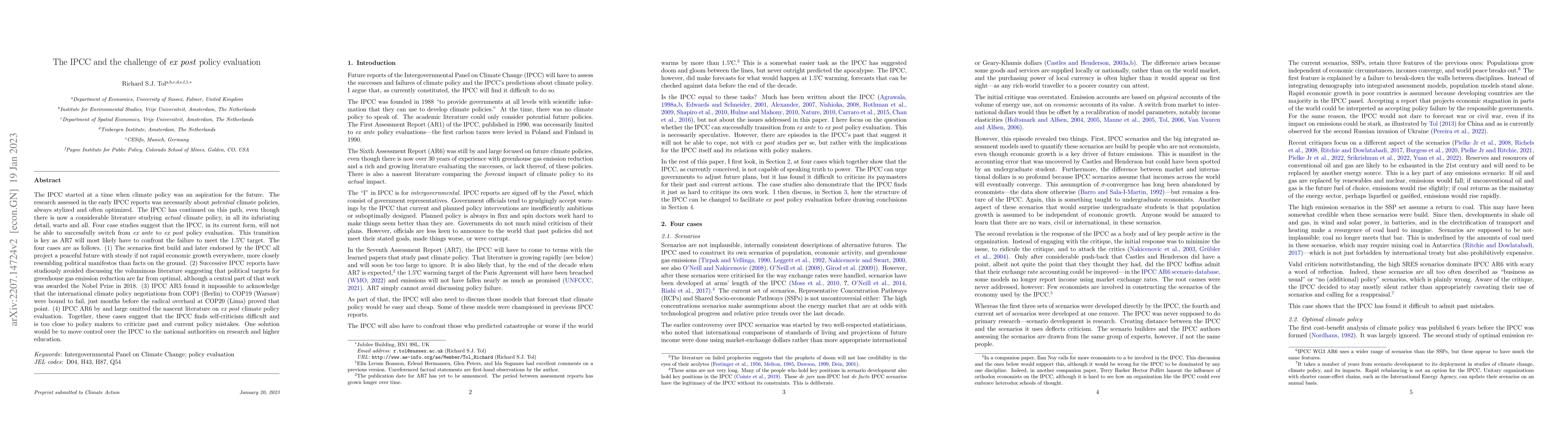 Thumbnail for The IPCC and the challenge of ex post policy evaluation