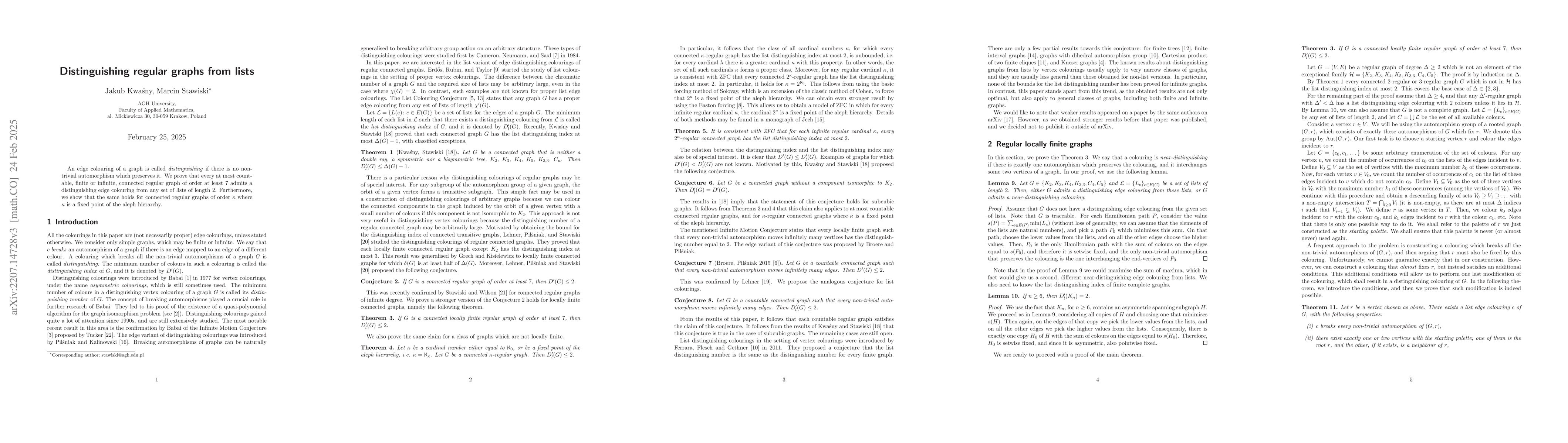 Thumbnail for Distinguishing regular graphs