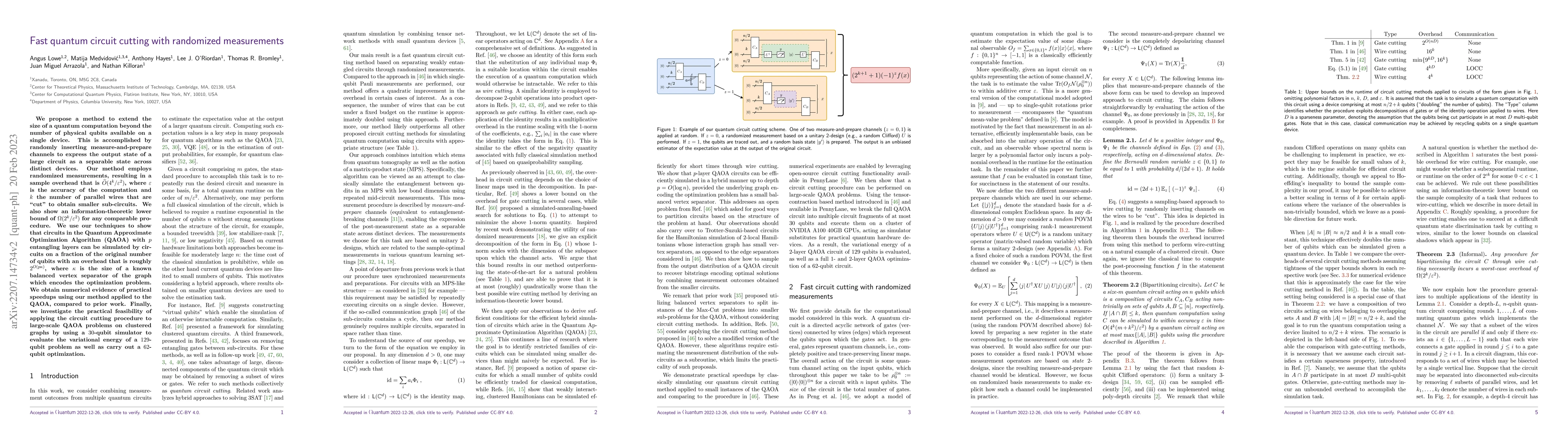 Thumbnail for Fast quantum circuit cutting with randomized measurements