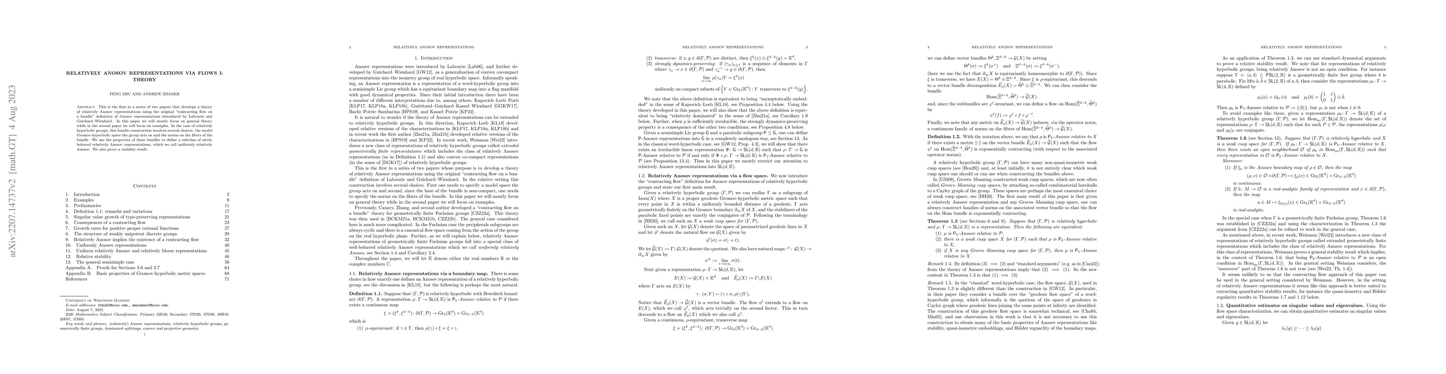 Thumbnail for Relatively Anosov representations via flows I: theory