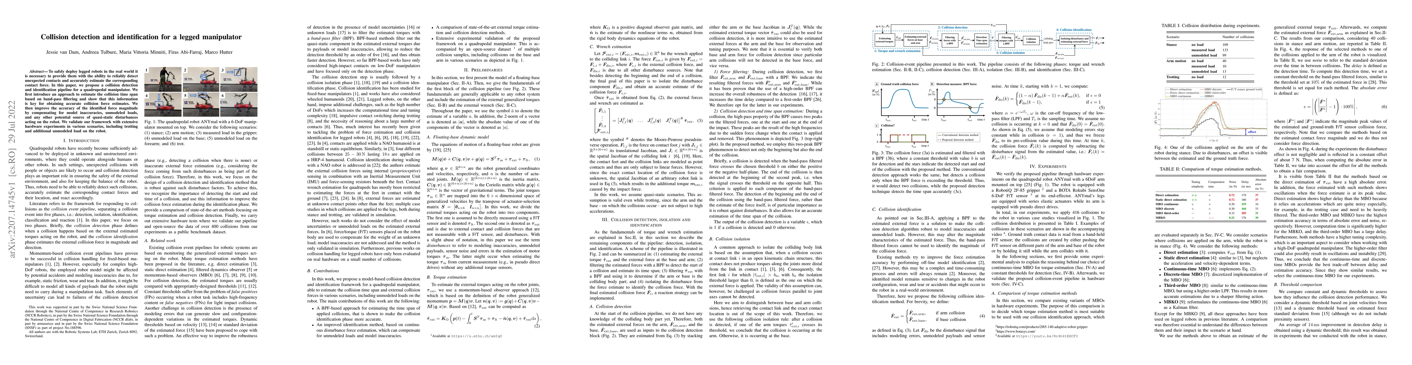 Thumbnail for Collision detection and identification for a legged manipulator